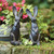 Rabbit Outdoor Statues - 11.5" - Black - Set of 2