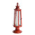 Elegant 24" Distressed Red and Clear Candle Lantern with Handle