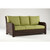 79.5" Tobacco Brown Synthetic Wicker Sofa with Green Cushion