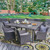 9-Piece Gray Finish Square Wicker Outdoor Furniture Patio Dining Set - Silver Cushions