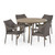 5-Piece Gray Finish Traditional Wood and Wicker Outdoor Furniture Patio Dining Set