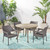 5-Piece Gray Finish Traditional Wood and Wicker Outdoor Furniture Patio Dining Set