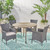 5-Piece Gray Finish Traditional Outdoor Furniture Patio Dining Set - Silver Cushions