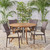 5-Piece Brown Teak Finish Wood and Wicker Outdoor Furniture Patio Dining Set - Cream Cushions