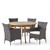 5-Piece Brown Finish Round Wicker Outdoor Furniture Patio Dining Set - Beige Cushions