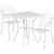 3-Piece White Finish Steel Square Outdoor Furniture Patio Table with Round Back Chairs