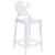 39" Clear Transparent Contemporary Ghost Outdoor Counter Stool with Teardrop Back