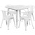 Set of 5 White Square Metal Indoor-Outdoor Table with Arm Chair 31.5''