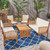 5pc Brown and White Contemporary Outdoor Chat Set with Cushions