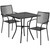 3-Piece Black Finish Steel Square Outdoor Furniture Patio Table Set with Chairs