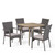 5-Piece Wood and Wicker Outdoor Furniture Patio Dining Set - Gray Cushions