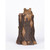 17" Brown and Black Three Raccoons in a Tree Trunk Welcome Sign Garden Statue