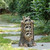 17" Brown and Black Three Raccoons in a Tree Trunk Welcome Sign Garden Statue