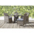 39" Gray Synthetic Wicker Dining Arm Chair with Blue Cushion