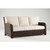 79.5" Tobacco Brown Synthetic Wicker Sofa with Brown Cushion