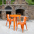 29'' Orange Metal Round Indoor-Outdoor Table Set with 2 Arm Chairs