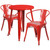 29'' Red Metal Round Indoor-Outdoor Table Set with 2 Arm Chairs - Complete Your Space with Chic and Colorful FurnitureSet of 2 Metal Round Outdoor Red Table Set with Arm Chairs 29”
