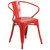 29'' Red Metal Round Indoor-Outdoor Table Set with 2 Arm Chairs
