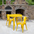 Set of 3 Round Yellow Metal Indoor and Outdoor Table with Arm Chair Set 30"