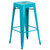 30" Crystal Teal-Blue Backless Industrial Outdoor Patio Barstool