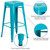 30" Crystal Teal-Blue Contemporary Backless Industrial Outdoor Patio Barstool