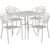 5-Piece Silver Finish Steel Square Outdoor Furniture Patio Dining Table with Round Back Chairs