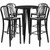 41'' Round Black Metal Indoor-Outdoor Bar Table Set with 4 Vertical Slat Back Stools