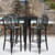 41'' Round Black Metal Indoor-Outdoor Bar Table Set with 4 Vertical Slat Back Stools