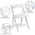 Set of 2 White Outdoor Patio Furniture Folding Chairs with Padded Seat 30.75"