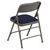 Set of 2 Navy Blue Curved Triple Braced and Double Hinged Fabric Metal Folding Chair 30"