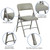 Set of 2 Gray Curved Triple Braced and Double Hinged Vinyl Metal Folding Chair 30"