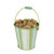 4.5" Beach Inspired Green, Blue and White Striped Seashell Pail Taper Candle Holder