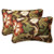 Set of 2 Green and Brown Floral Rectangular Outdoor Corded Throw Pillows 18.5-Inch