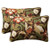 Set of 2 Green and Brown Floral Rectangular Outdoor Corded Throw Pillows 24.5-Inch