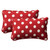 Set of 2 Red and White Polka Dotted Rectangular Outdoor Corded Throw Pillows 24.5-Inch