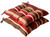 Set of 2 Red and Tan Brown Striped Reversible Outdoor Patio Tufted Chair Seat Cushion 19-Inch