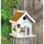 9" White and Brown Happy Home Hanging Birdhouse