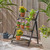 35.5" Black and Gray 3-Tier Foldable Outdoor Patio Planter Stand