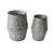 Set of 2 Gray and White Distressed Finish Barrel Planters 22"