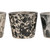 Set of 3 Black and White Floral Motifs Planters 5.5"