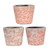 Set of 3 Red and White Floral Motifs Style Planters 5.5"