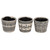 Set of 3 White and Black Tribal Motifs Planters 5.5"