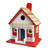 8.75" Red and White Capitola Cottage Outdoor Garden Birdhouse