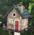 9.5" Stone Cottage Red Black & White Fully Functional Outdoor Garden Birdhouse