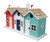 8.25" Fully Functional Red, White and Aqua Wooden Beach House Triple-Nest Birdhouse