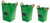 Set of 3 Green Metal Buckets with Chalkboard and Rope Handles 16"