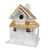 11" White and Brown Courtyard Cottage Outdoor Garden Birdhouse