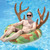 48" Camouflage Inflatable Inner Tube Ring Float with Antlers