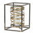 13.25" Elegant Gold Tone Glass Pillar Candle Holder Box with Abstract Metal Design