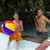 24-Inch Inflatable Red and Blue Beach Ball Swimming Pool Toy